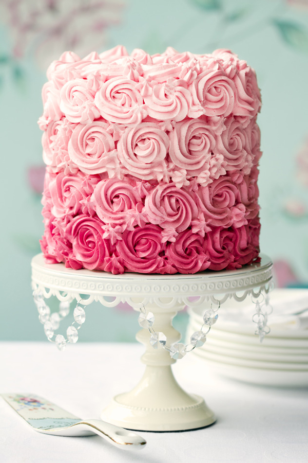 easy desserts & recipes: the ombre fluffy white cake recipe in pink pastels 